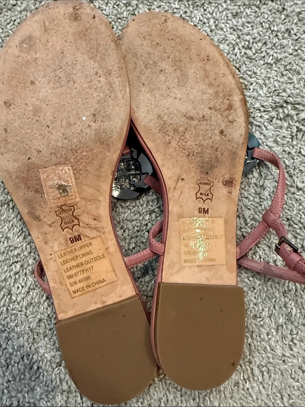 Tory Burch Pink Crystal Logo Thong Sandals